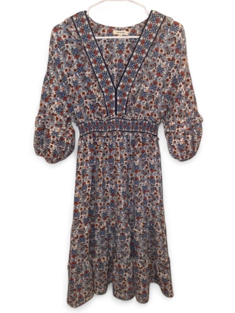 Max Studio Multicolor Floral Midi Dress, bohemian, ditsy floral print, size M